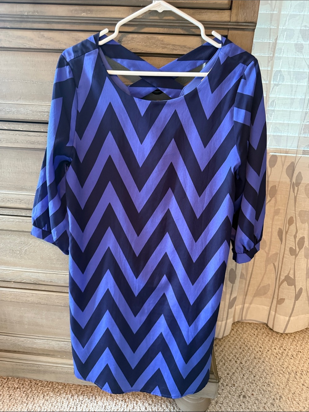 Needles Blue and Navy Chevron Shift Dress